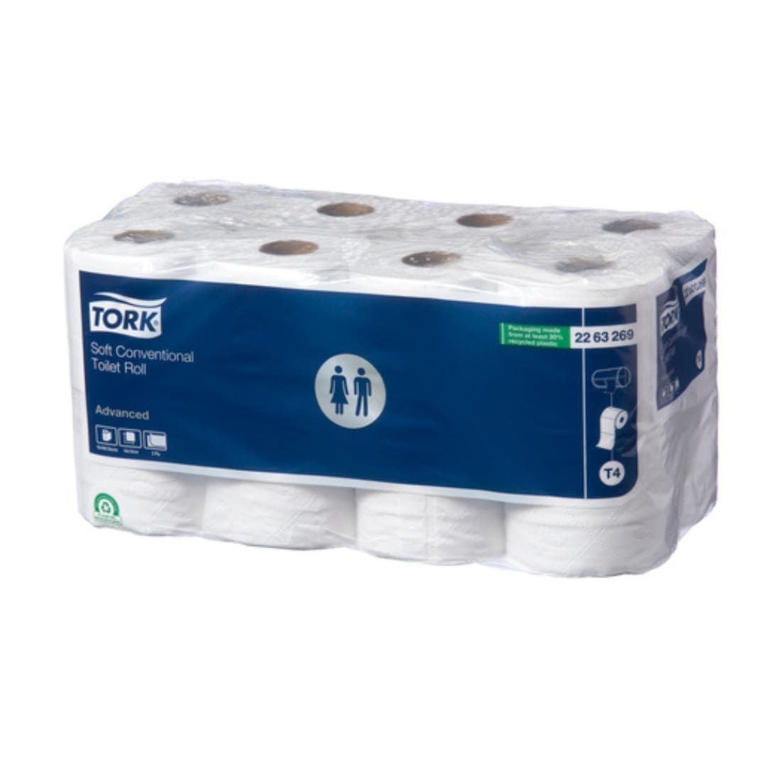 Tork Toilet Roll Conventional Advanced 2 Ply 2263269 T4 400 Sheets White - Carton of 48 Rolls