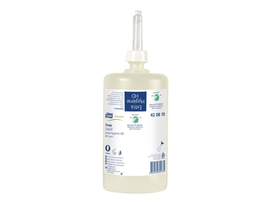 Tork S1 Premium Extra Hygiene Heavy Duty Liquid Soap 1000ml supports effective hand hygiene in busy environments.