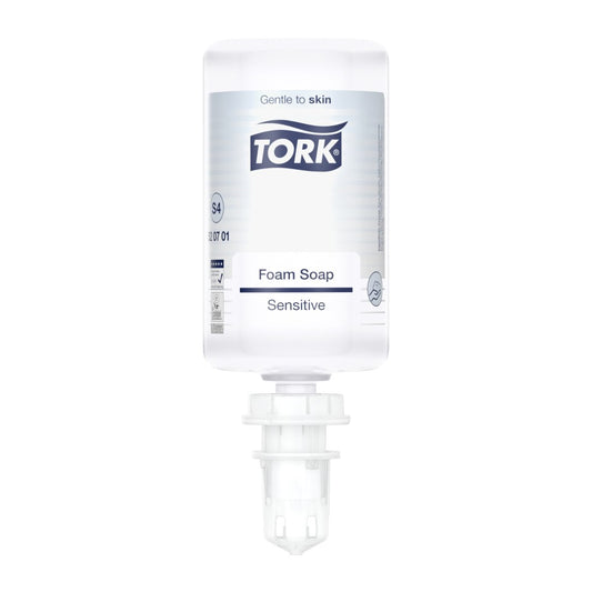 Tork S4 Sensitive Foam Soap 1 Litre provides gentle hand cleansing with convenient refills for busy washrooms.