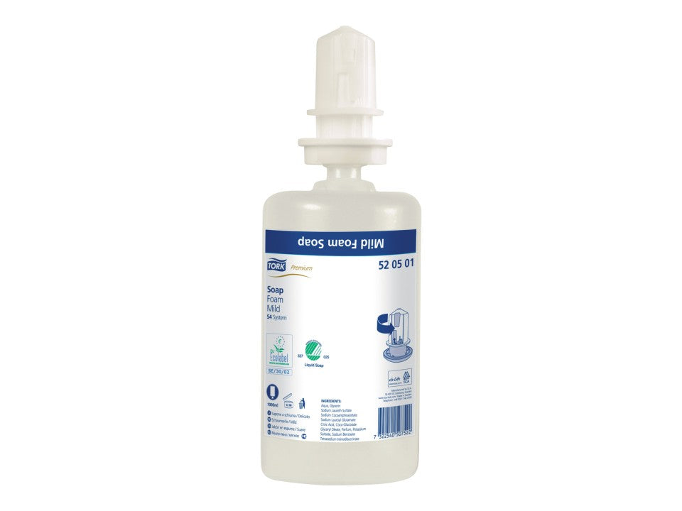 Tork S4 Mildly Scented Foam Soap 1 Litre offers gentle cleansing with a subtle fragrance for daily hand hygiene.