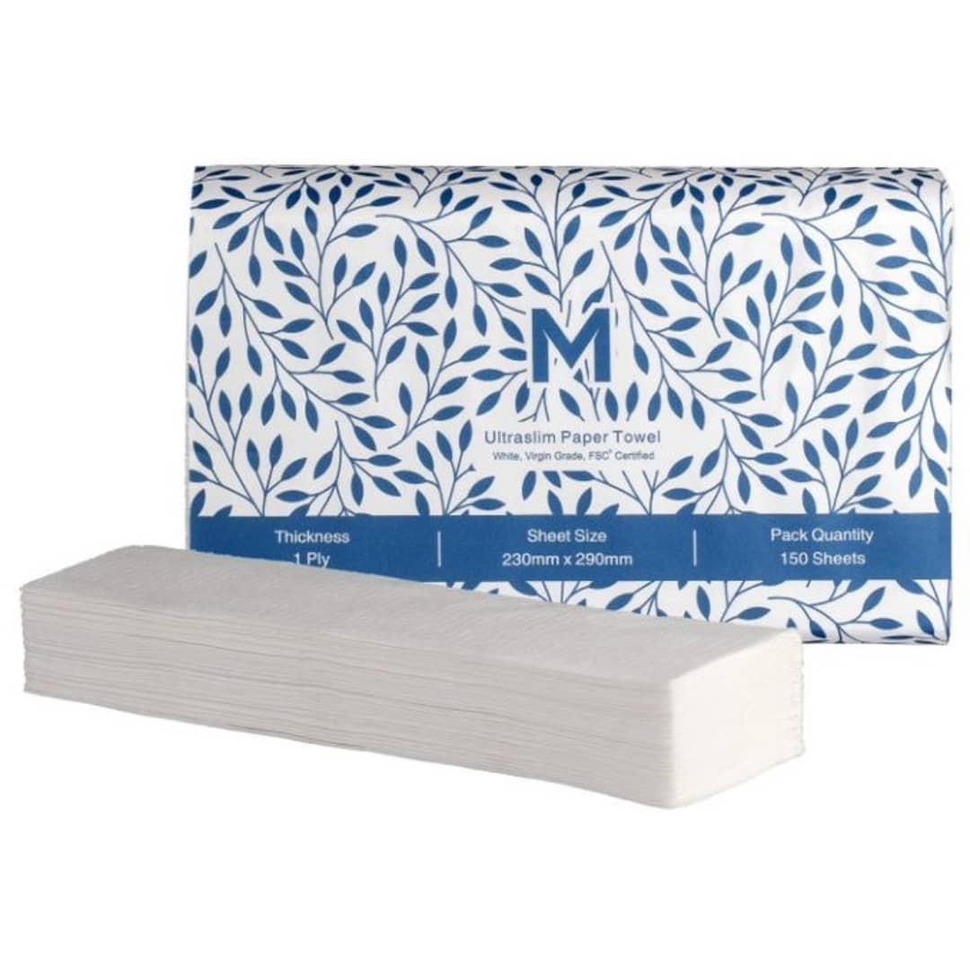 Ultraslim Paper Towel - White, 230mm x 290mm, 1 Ply, FSC® Mix - 3000 Sheets/Box