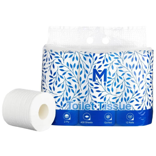 Unwrapped Toilet Tissue Boxed - White, 2 Ply, 400 Sheets, 12 Pack, FSC® Mix - 48 Rolls/Box