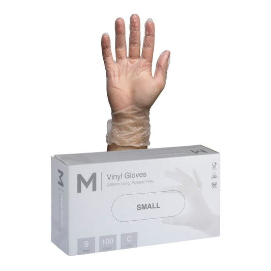 Vinyl Gloves Powder Free - Clear, 240mm Cuff, 5.0g - 1000 Gloves/Carton