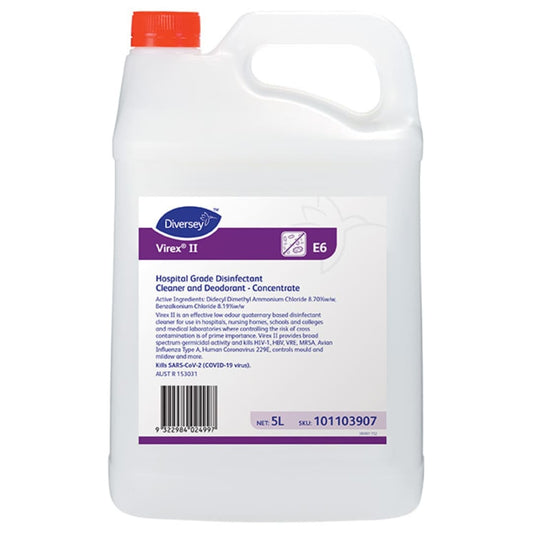 Virexii Hospital Grade Disinfectant Concentrate E6 & Deodoriser - 5L